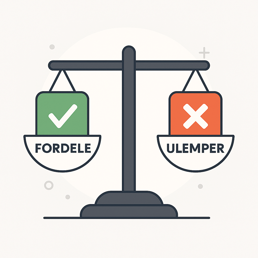 Illustration som viser en vægtskål med fordele og ulemper